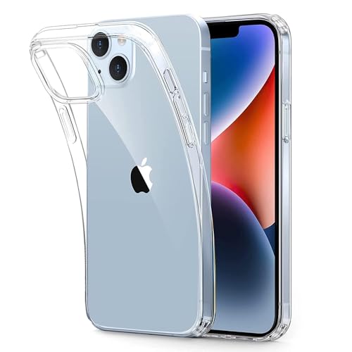 Image of VJS Back Cover Case Designed for Apple iPhone 14 Plus [6.7 inch] - Transparent, Soft Flexible TPU, Shockproof, Camera Bump, Clear and Military-Grade Drop Protection