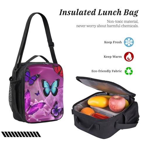 Mochila escolar de mariposas moradas EdWal juego ligero de 3 piezas antidesorden 6