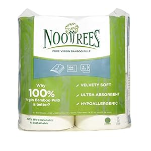 NooTrees Bamboo Toilet Tissue, Tree Free, Biodegradable, Sustainable, Renewable and FSC Certified 3-ply Toilet Paper 300 Sheets, 4 Rolls, 1-Pack