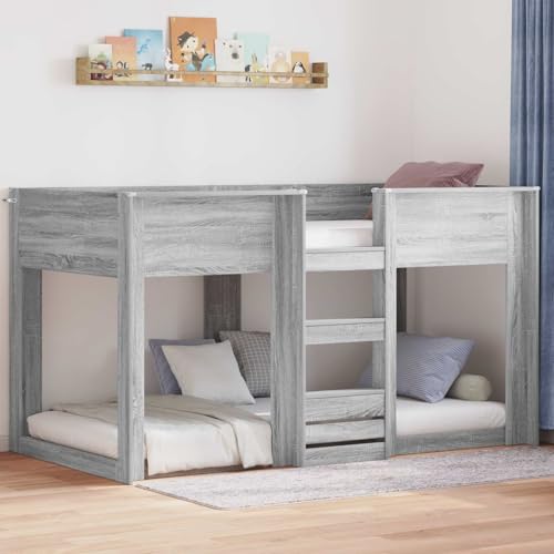 Teenpull Cama litera para niños Gris Sonoma 100 x 200 cm, Madera de ingeniería Duradera, Estructura con tablones, Ahorro Espacio, Dormitorio Infantil, fácil Limpieza, Montaje Incluido