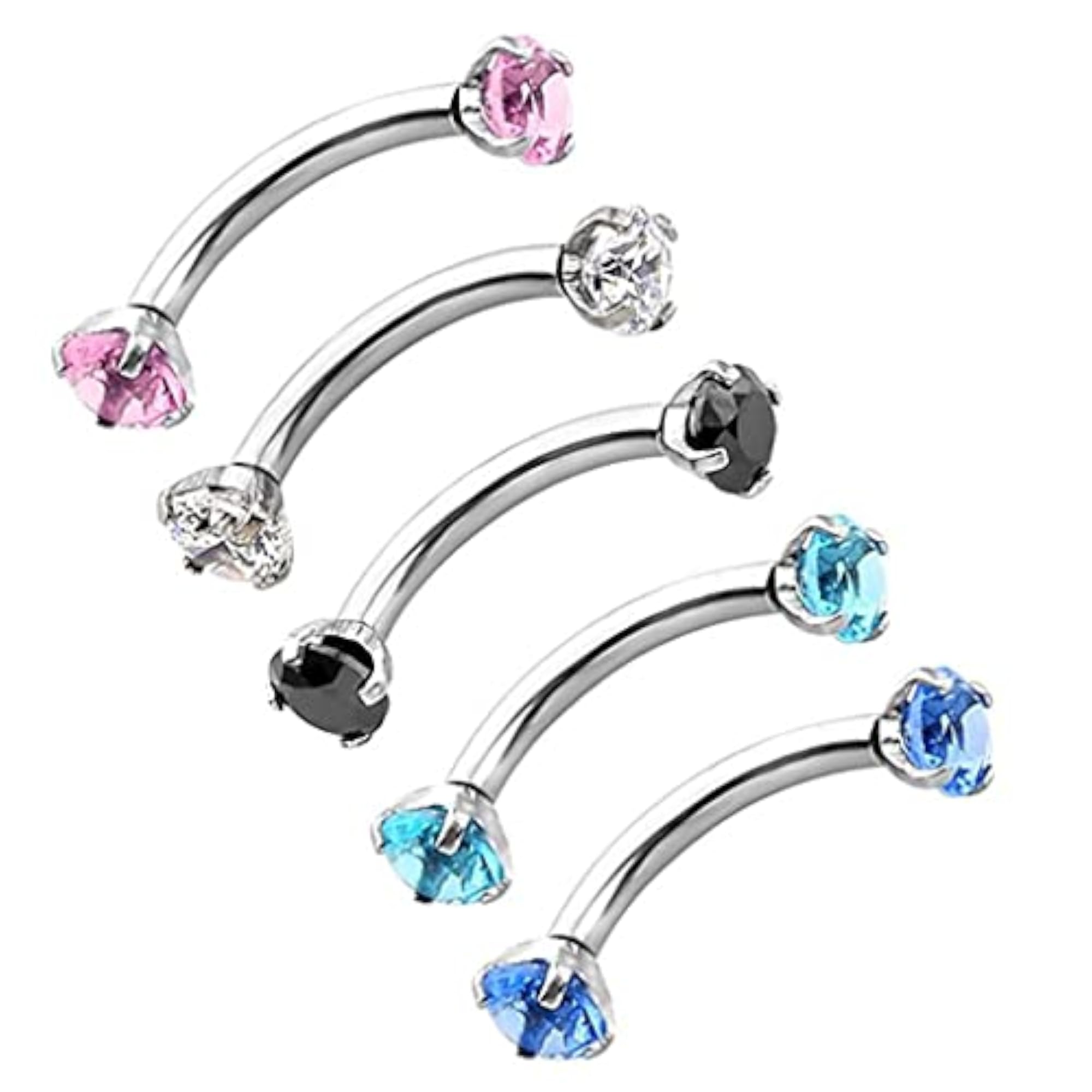Stainless Steel Zircon Curved Barbell Eyebrow Piercing Jewellery