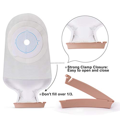 Drainable Colostomy Bags Ostomy Supplies - One Piece Ostomy Bag System Colostomy Supplies With Clamp Closure, Cut To Fit Ileostomy Supplies Stoma Bag, Bolsa De Ostomia Colostomia Pouch (10Pcs) #TOP2