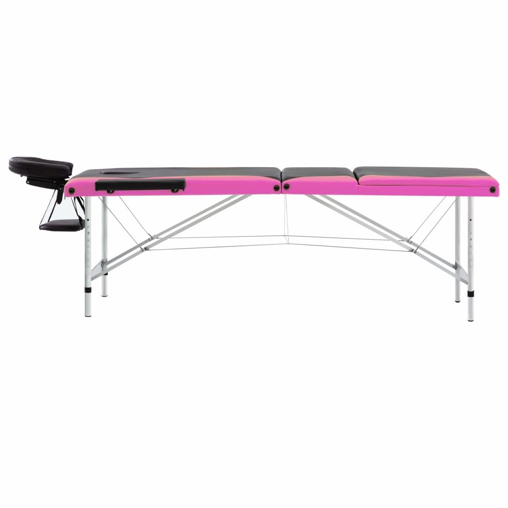 Generisch Massageliege Klappbar 3-Zonen Aluminiumgestell Schwarz und Rosa,Gesundheit & Schönheit,Körperpflege,Massage & Entspannung,Massagetische,17.1KG,110240