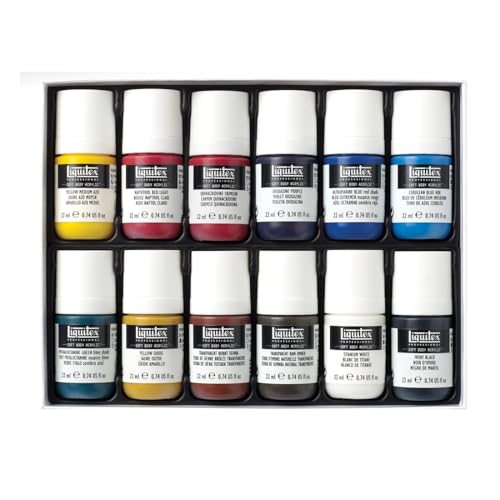 Liquitex Professional Soft Body Acrylic Paint, 12 x 22ml (0.74-oz), Essentials Set