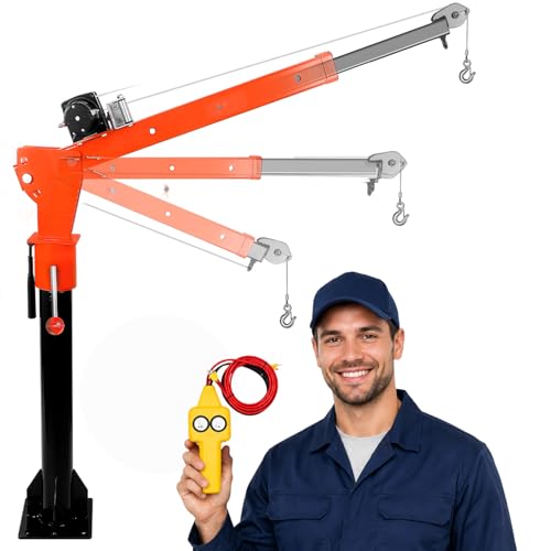 6500 LBS Truck Bed Crane 5000 LBS Electric Pickup Truck Crane with Winch 3 Adjustable Loads & Heights 360 Swivel Truck Bed Hoist for Lifting Large Equipment Cargo Steel etc(5000LBS)