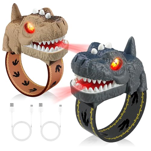 cxjoigxi Dinosaur Walkie Talkies for Kids, Dinosaur Toys, Rechargeable Wrist Walkie Talkie with Flashlight, Outdoor Adventure Camping Gear, T-Rex Dino Toy Birthday Gifts for Boys Girls 3-12 Years Old