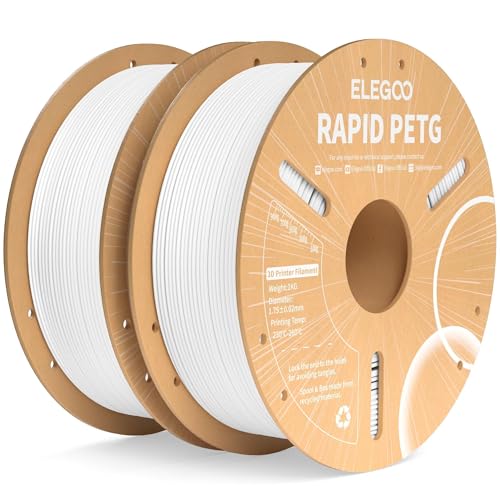 Image of ELEGOO Rapid PETG Filament 1.75mm White 2KG, High Speed Tough 3D Printer Filament Dimensional Accuracy + /- 0.02 mm, 1kg Cardboard Spool(2.2lbs), Fits for Most FDM 3D Printers