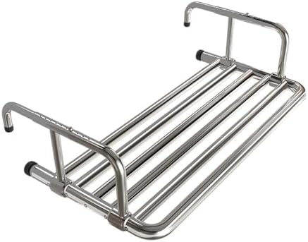 Stainless Steel Balcony Laundry Stand 80CM Heated Towel Holder & Indoor/Outdoor Hanging Dryer Wall-Mounted Clothes Drying Rack Silver Finish