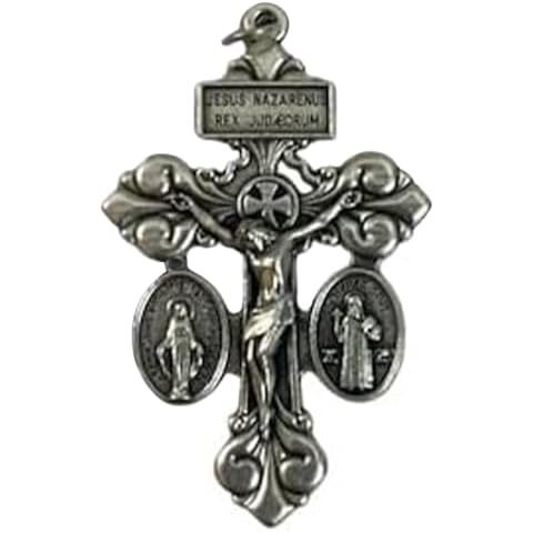 VILLAGE GIFT IMPORTERS Pardon Crucifix with St Benedict Medal and Miraculous Medal Triple Threat Crucifix Cross Made in Italy Cover