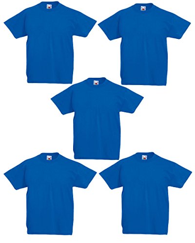 Fruit of the Loom, Maglietta da ragazzo, 61-019-0, confezione da 5, Blu reale, 3-4 Anni