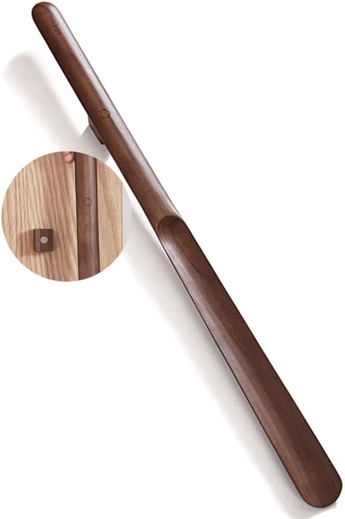 Schuhspanner, Schuhlöffel aus Holz, innovatives magnetisches Design, massivem Walnussholz mit Bogen, ergonomischer Schuhhelfer Buchenholz, for ältere Menschen, 23,6 Zoll | Brown Color