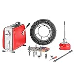 VEVOR Elektrische Rohrreinigungsmaschine, 500 W, 1400 U/min, Abflussreiniger, 20 m x 16 mm & 5 m x 9,5 mm Federkabel, 0,4 m x 16 mm flexible Feder & 8 Schneider, für Rohre mit 50–110 mm Durchmesser