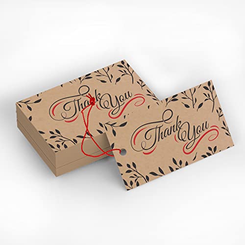 Image of Clickedin - 50 Pieces Kraft Paper Brown Thank You Cards and Tags for Small Business Packaging