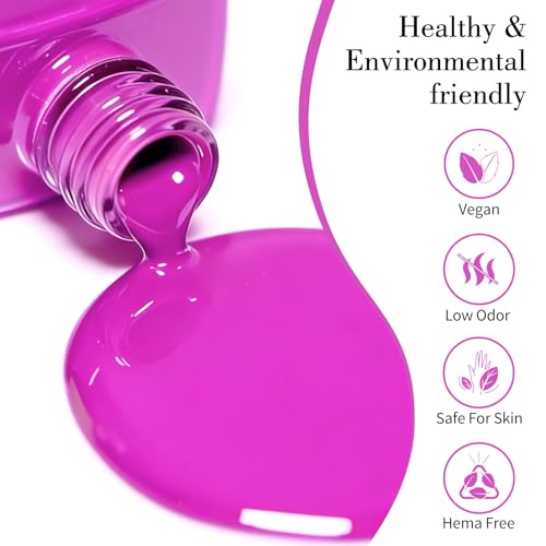 Image of CANNI 9ml Neon Purple Pink Gel Nail Polish, High Gloss UV LED Soak Off Gel