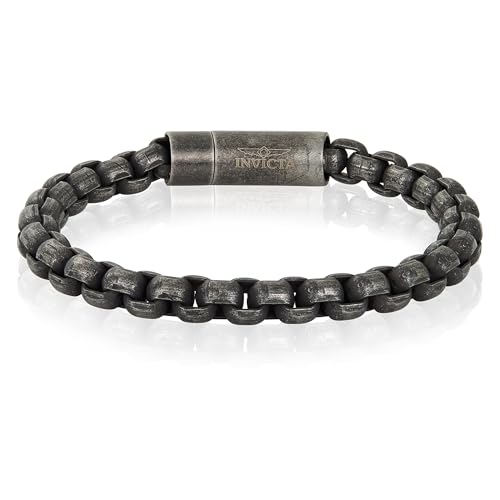 Invicta Bracelet for Men, Stainless Steel Chain Jewelry, Polished Box Links, 8mm, 9