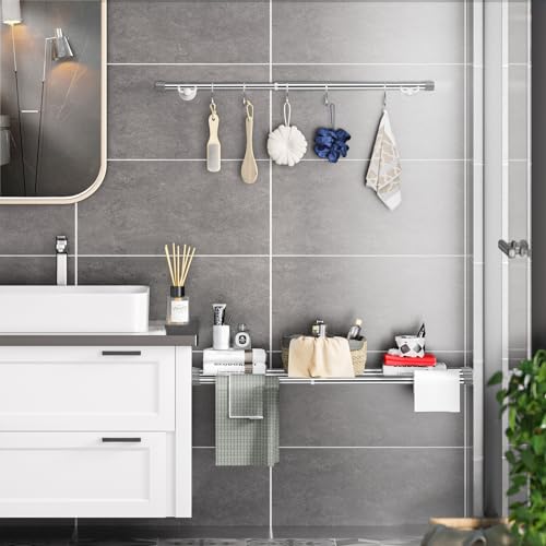 Image of AIZESI 1pcs Tension Curtain Rod Spring Tension Rod Short Curtian Rods No Drilling Expandable Spring Loaded Curtain Tension Rod Adjustable 26 to 39 inch,Best Use Range 28 to 36 inch,Sliver
