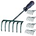 Produktbild KADAX Rechen, kleine Harke mit Stiel, Laubbesen aus Metall, Laubrechen für Garten, Beet, Rasenrechen, Gartengerät, Gartenwerkzeug, Heurechen, Gartenrechen, grün (30cm, 6 Zinken)