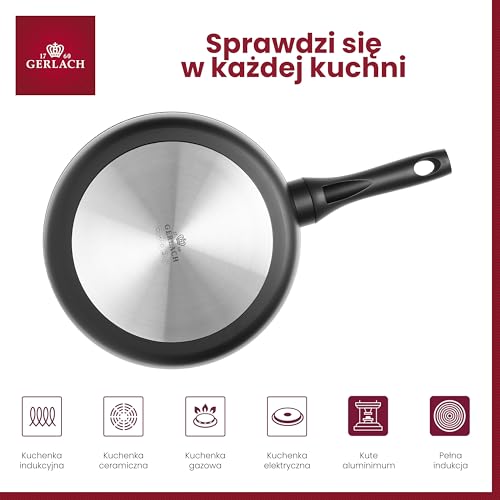 Gerlach Granitex Głęboka Patelnia Ceramiczna z Powłoką Indukcja Kuchenka Elektryczna Gazowa Ceramiczna 28 cm