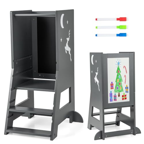 【Ampia Applicazione】Questo sgabello versatile è un must per i genitori impegnati. Può essere utilizzato in vari contesti, rendendolo uno strumento pratico e conveniente per attività quotidiane come lavarsi le mani, lavarsi i denti, cucinare e cuocere.