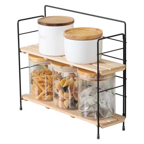 不二貿易 ミニシェルフ 収納棚 幅34.5×奥行10.5×高さ29.5cm ブラック×ナチュラル インテリアラック 折りたたみ 55004