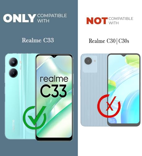 Image of Jkobi Back Case Cover for Realme C33 (Polycarbonate with Shockproof Clear Panel | Crystal Glass Back | Camera Protection | Black)