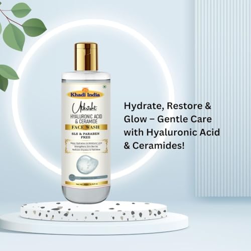 Image of Khadi Hyaluronic Acid & Ceramide Face Wash 200ml | Glowing & Hydrating | Supports Skin Renewal & Even Tone | Gentle Exfoliation | SLS & Paraben-Free | Men & Women | All Skin Types