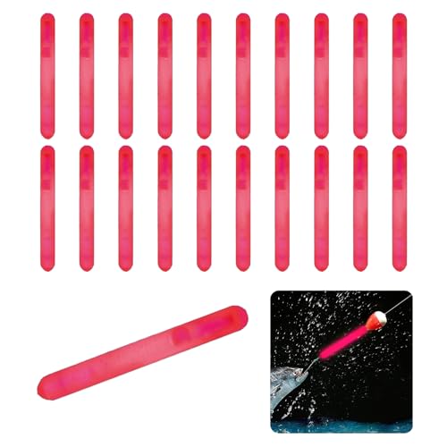MagiSel 20-Piece Rose Red Fishing Hook Glow Sticks, Universal Use, Easy to Use, standard size