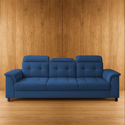 Image of Casaliving Ella 3 Seater Sofa Set for Living Room (Blue Colour Fabric) Premium Fabric Sofa