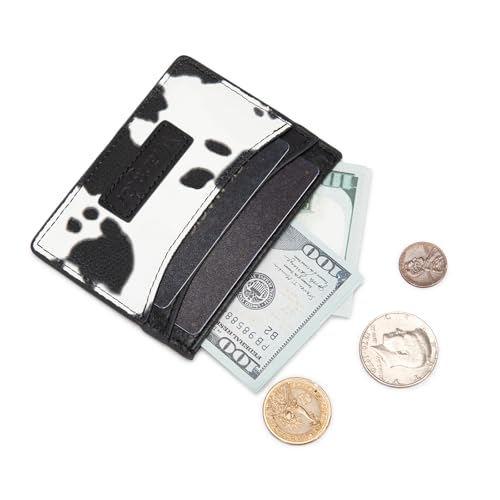 Image of Montana West X Wrangler Credit Card Holder for Women Cow Print Rfid Blocking Slim Thin Credit Card Wallet Small Credit Card Organizer for Ladies Female
