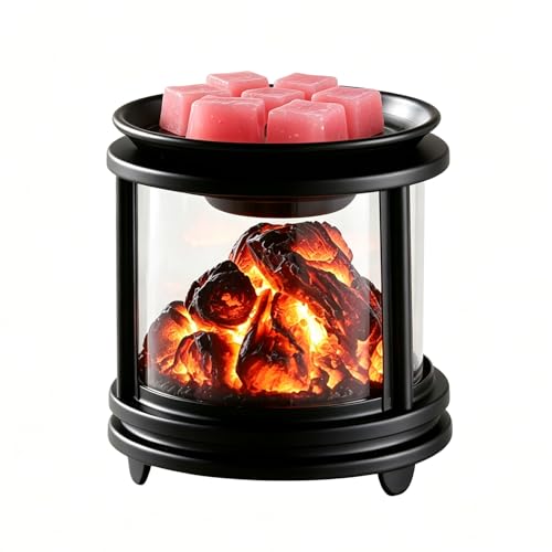 Dicimi Fireplace Wax Warmer – Flameless Electric Wax Melt Warmer with Drink Warmer Function, 18W Energy-Saving & Overheat Protection, Realistic Fire Effect, Easy to Clean, for Women