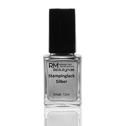 Stampinglack Set Weiss Schwarz Silber Nail Stamping Lack Stempellack Nageldesign Fingennagel RM Beautynails 3x12ml (3er Pack)