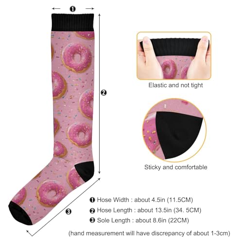 Pink Donut Sprinkles Compression Socks for Women Men, Circulation Long Knee High Socks Casual Stocking Athletic Tube Sport Sock3