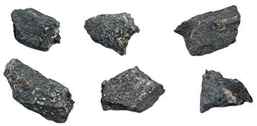Image of EISCO 6PK Raw Hornblende, Amphibole Mineral Specimens - Approx. 1 inch - Geologist Selected & Hand Processed - Great for Science Classrooms - Class Pack