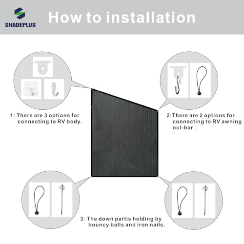SHADEPLUS Sonnenschutz Wohnmobil, Seitenwand Markise,Black mesh Wohnmobil Markise Seitenteil,Universal-Wohnwagen Markise Seitenteil Wohnmobil,Für UV-Schutz und Sichtschutz Sunblocker Warkise Wohnmobil
