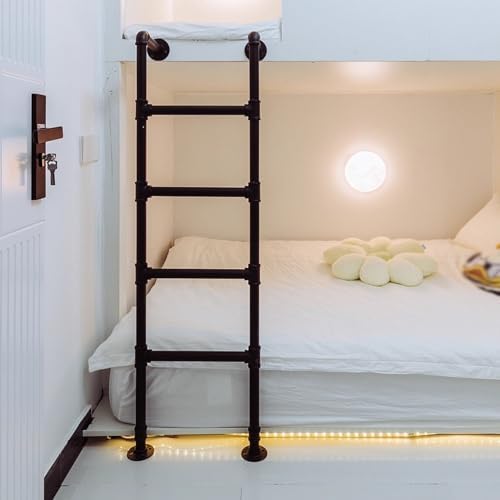 Heavy-Duty Wall-Mounted Black Metal Bunk Bed Ladder, 3300lbs Capacity Egress Ladder for Basement Window Wells, Perfect for Home & Outdoor Use (110in/280cm)