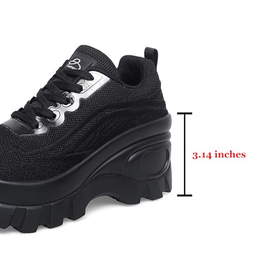 Women's Chunky Platform Comfort Orthopedic Wedge Walking Shoes Fashion Sneakers Knitted Breathable Lace Up Lug Sole Casual Non-Slip Work Shoes3