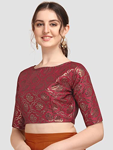 Image of OOMPH! Women's Art Silk Floral Half Sleeve Fitted Blouse