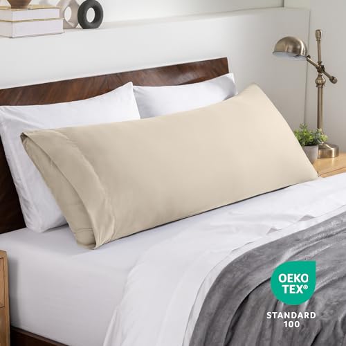Image of Bare Home Microfiber Body Pillow Cover - Ultra Soft & Cooling - Double Brushed - Envelope Closure - Easy Care (21''x54'' Body Pillow Cover, Sand)