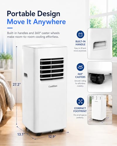Image of Coolblus Portable Air Conditioners, 8400 BTU air conditioner Cools Up to 350 Sq.Ft, 3 in 1 Portable AC with Remote, 24H Timer, Sleep Mode, Window Kit & Filter Brush, No Wall Required