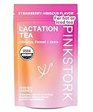Pink Stork Organic Lactation Tea for Breast Milk Supply and Flow - Breastfeeding Support Tea with Fenugreek, Goat's Rue, Vitamin C, Nursing Essentials - 12 Sachets, Hot or Iced