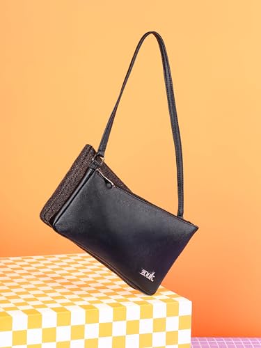 Image of ZOUK Kiya Small Shoulder Bag for Women - Dual-Sided Shoulder Bag with Criss-Cross Design| Handcrafted Purse with Dual Zipper Compartments & Water-Resistant Lining |
