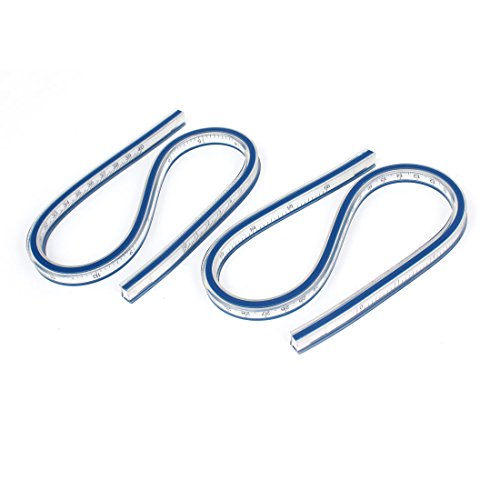 Aexit Clothes Shop Tools & Home Improvement Soft Plastic 40cm 16inch Flexible Curve Ruler Blue Tape Measures White 2PCS