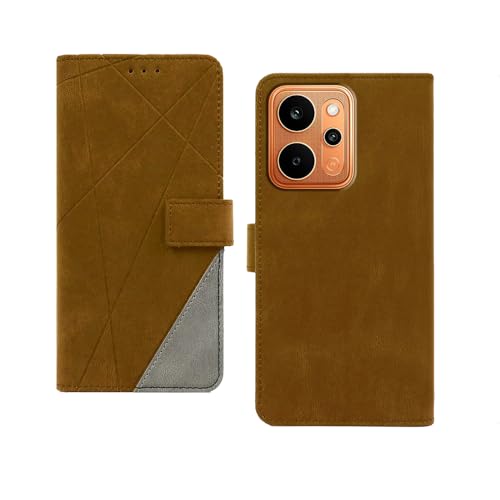 Image of amazon basics Realme P4 Power 5G Flip Cover | Card Pockets Wallet & Stand | Flip Cover for Realme P4 Power 5G (Brown with Grey)