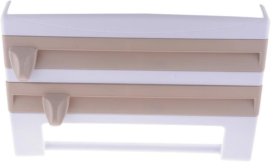 CALANDIS Kitchen Towel Foil 4-in-1 Roll Holder Cling Film Dispenser Wall Rack Brown