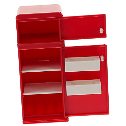 UKCOCO Mini Miniatura Roja Muñecas Accesorios de Casa de Muñecas Refrigerador Decorativo de Cocina Juguete Educativo