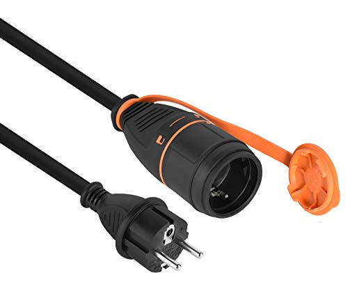 Electraline 01743 Cable Alargador Profesional IP44, Cable de goma RNF 10M 3G1.5 con Toma de corriente Electralock equipado con un mecanismo de bloqueo que evita la desconexión accidental del enchufe