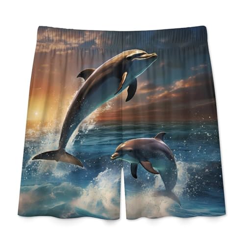 Dolphins Jump Men's Pajama Shorts Drawstring Pajama Pants Loungewear Pj Bottoms with Pockets4