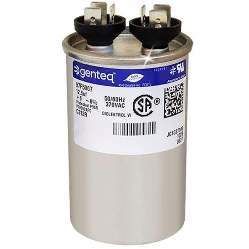 CPT0663-12.5 uf MFD 370 Volt VAC - Round Run Capacitor Upgrade by Trane – Copper, Model ClimaTek for Trane # CPT0663