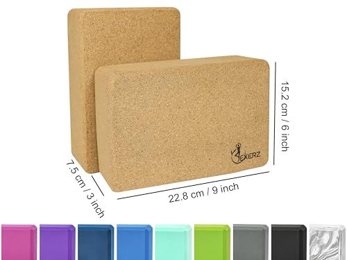 EXERZ Cork Yoga Blocks 2pcs Gym Bricks -Comfortable Fitness Yoga Bricks, Anti-Slip, Lightweight and Travel Friendly Pilates Practice (Cork) - Image 3