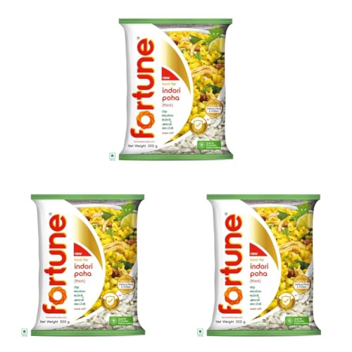 Image of FORTUNE Thick Indori Poha, Super Soft, 500g (Pack of 3)